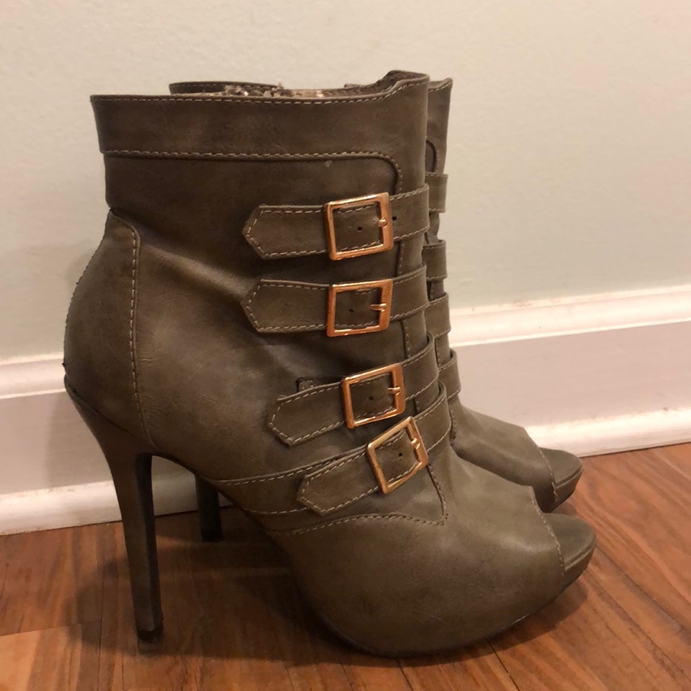 High heel peep toe booties